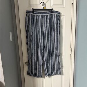 Old Navy Navy and White Striped Wide-Leg Pants